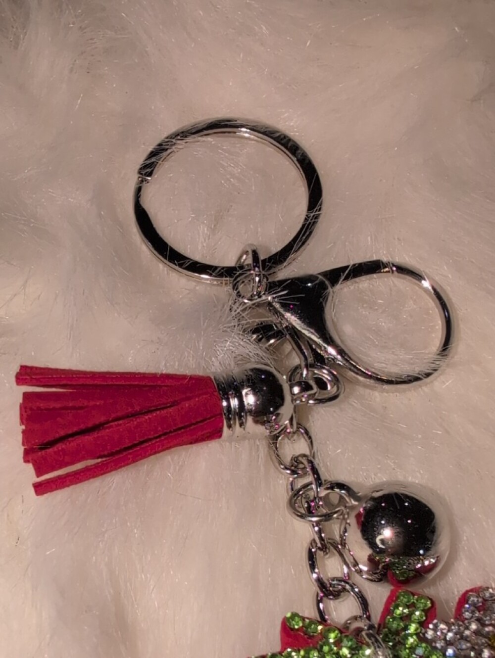 Red Crystal Strawberry Keychain Bag Charm - Picture 2 of 4